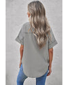 Azura Exchange Denim Shirt with Turn-down Collar - S