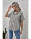 Azura Exchange Denim Shirt with Turn-down Collar - S