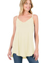 Apricot Spaghetti Strap V-Neck Flowy Tunic Tank Top - M
