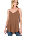 Chestnut Spaghetti Strap V-Neck Flowy Tunic Tank Top - M