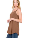 Chestnut Spaghetti Strap V-Neck Flowy Tunic Tank Top - XL