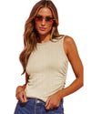 Apricot Plain Ruched Side Slim Tank Top - XL