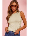Apricot Plain Ruched Side Slim Tank Top - XL