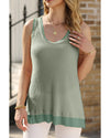 Sea Green Scoop Neck Waffle Knit Flowy Vest - S