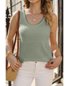 Sea Green Scoop Neck Waffle Knit Flowy Vest - S