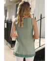 Sea Green Scoop Neck Waffle Knit Flowy Vest - S