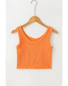 Grapefruit Orange Ribbed Seamless Cropped Tank Top - XL