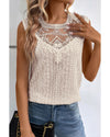 Apricot Guipure Lace Crochet Keyhole Back Tank Top - M