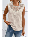 Apricot Guipure Lace Crochet Keyhole Back Tank Top - M