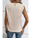 Apricot Guipure Lace Crochet Keyhole Back Tank Top - M