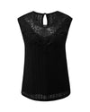 Black Guipure Lace Crochet Keyhole Back Tank Top - L