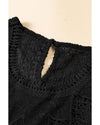 Black Guipure Lace Crochet Keyhole Back Tank Top - M