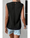 Black Guipure Lace Crochet Keyhole Back Tank Top - M