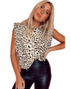 Beige Leopard Print Boxy Fit Sleeveless Top - XL