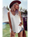 White Bohemian Crochet Patchwork Sleeveless Tunic - S