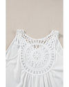 White Bohemian Crochet Patchwork Sleeveless Tunic - S