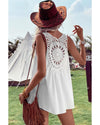 White Bohemian Crochet Patchwork Sleeveless Tunic - S