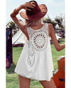 White Bohemian Crochet Patchwork Sleeveless Tunic - S