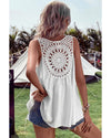 White Bohemian Crochet Patchwork Sleeveless Tunic - S