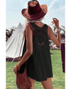 Black Bohemian Crochet Patchwork Sleeveless Tunic - M