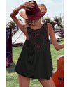 Black Bohemian Crochet Patchwork Sleeveless Tunic - M