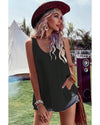 Black Bohemian Crochet Patchwork Sleeveless Tunic - M