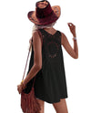 Black Bohemian Crochet Patchwork Sleeveless Tunic - M