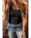 Black Floral Jacquard Square Neck Tank Top - XL