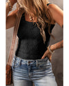 Black Floral Jacquard Square Neck Tank Top - XL