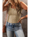 Smoke Gray Floral Jacquard Square Neck Tank Top - 2XL