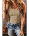 Smoke Gray Floral Jacquard Square Neck Tank Top - 2XL