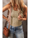 Smoke Gray Floral Jacquard Square Neck Tank Top - 2XL