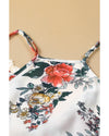 White Floral Print Lace V Neck Tank Top - L