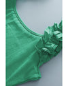 Mint Green Ruffled Wide Straps Slim Tank Top - L
