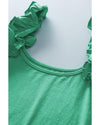 Mint Green Ruffled Wide Straps Slim Tank Top - L