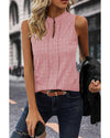 Pink Lattice Textured Split Neck Tank Top - L