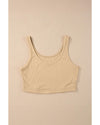 Apricot Ribbed Knit Sheath Sleeveless Crop Top - L
