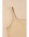 Apricot Ribbed Knit Sheath Sleeveless Crop Top - L