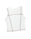 White Contrast Seams Ribbed Tank Top - L