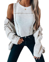 White Contrast Seams Ribbed Tank Top - L
