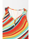 Multicolour Wavy Striped Buttoned V Neck Tank Top - XL