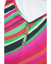 Purple Wavy Striped Buttoned V Neck Tank Top - L