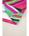 Purple Wavy Striped Buttoned V Neck Tank Top - L