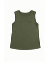 Jungle Green Solid Color Distressed Holes Crew Neck Tank Top - M