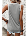 Gray Ribbed V Neck Tank - M