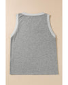 Gray Ribbed V Neck Tank - M