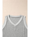 Gray Ribbed V Neck Tank - M