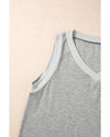 Gray Ribbed V Neck Tank - M
