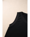 Black Ribbed V Neck Tank - M