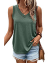 Mist Green Ribbed V Neck Tank - S